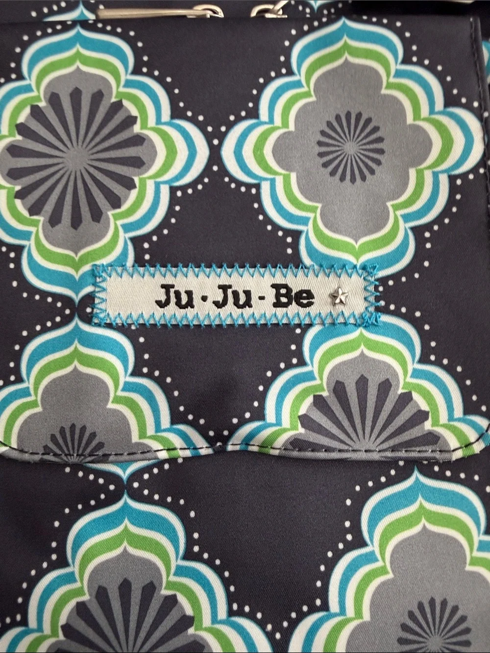 Ju-Ju-Be Navy Blue Teal & Gray Floral-Style Be Right Back, Moonbeam Print